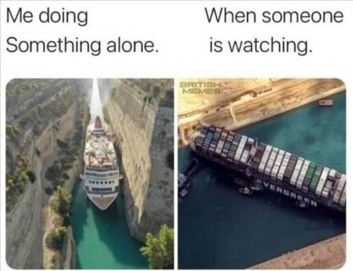 Me alone vs. Me beeing watched